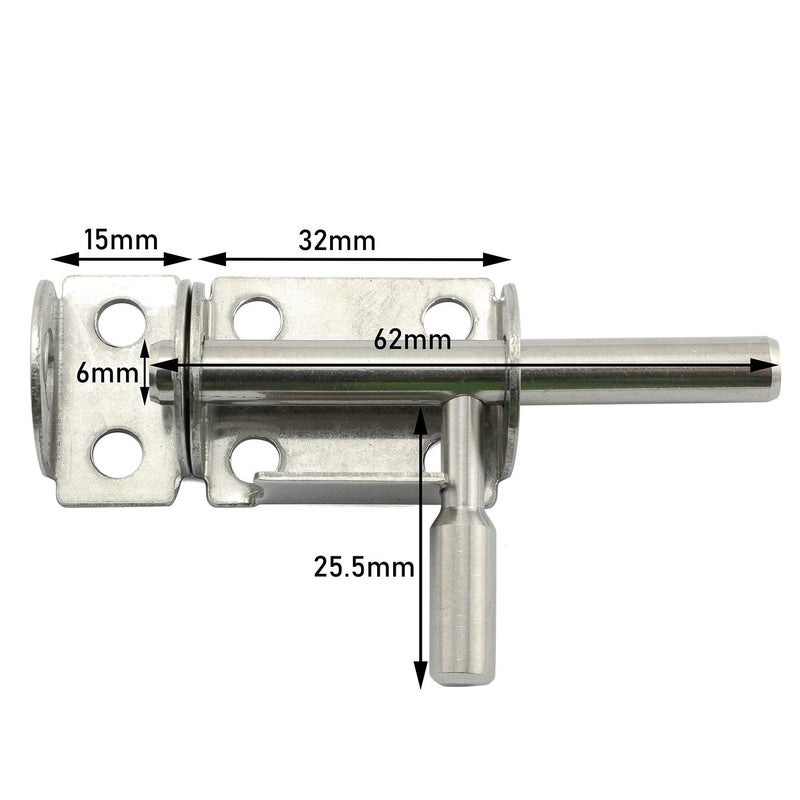 Tegg 2PCS 1.5 Inches Barrel Bolt Latch Stainless Steel Sliding Bolt Lock Safety Security Home Anti-Theft Guard Bolts Action Hardware - Image 2